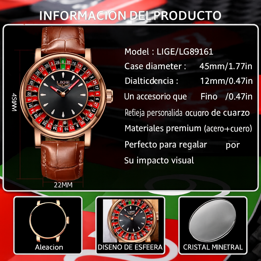 Reloj Lige Casino Estilo Jacob Co